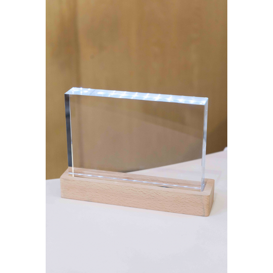 Square cristal wood base